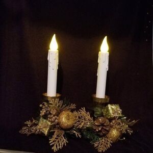 Vintage Solid Brass Candlesticks Battery Operated Twist Gold Handle 10.5" Lot 2